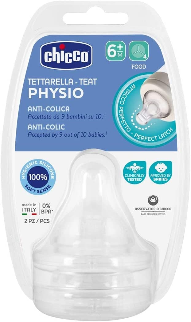 Chicco perfect 5 physio teat +6m 2pcs silicone