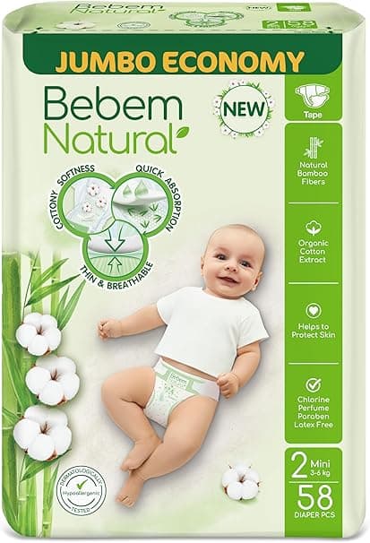 Bebem Natural Baby Diapers Size 2 - 58 Pieces